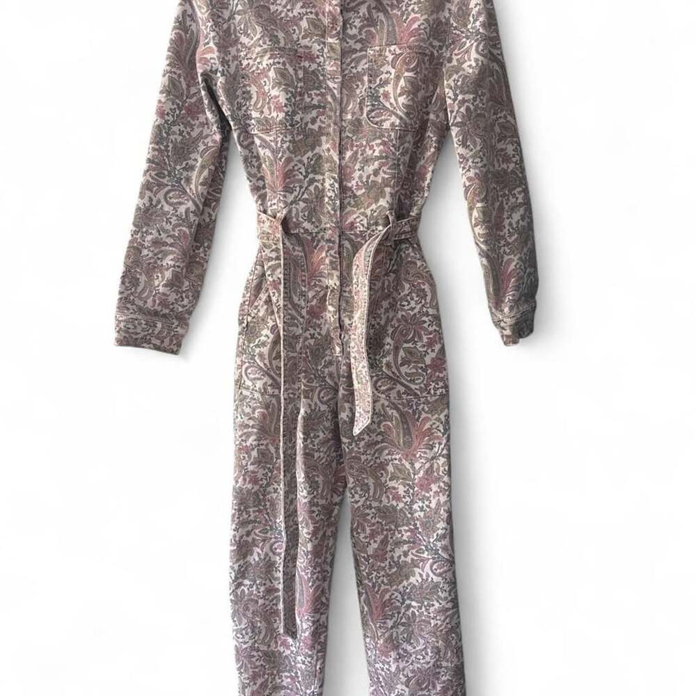 Anthropologie Paisley Printed Denim Jumpsuit XS